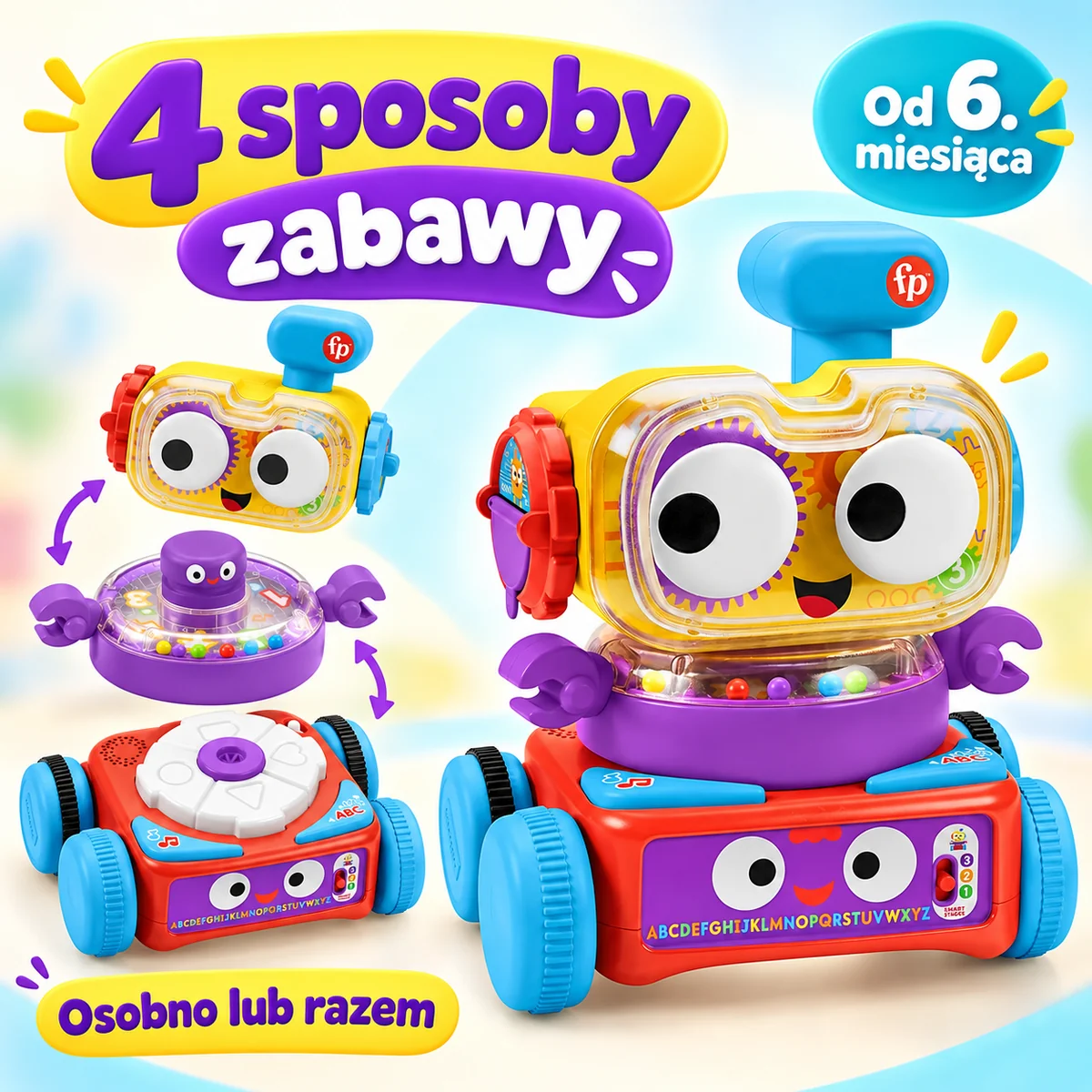 Robot Fisher-Price HCK41: trzy moduły osobno lub razem, cztery sposoby zabawy od 6. miesiąca Robot Fisher-Price HCK41: trzy moduły osobno lub razem, cztery sposoby zabawy od 6. miesiąca