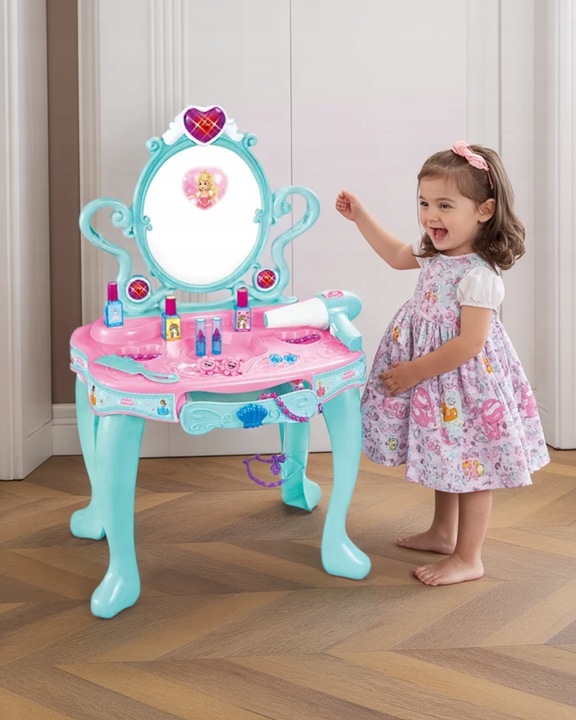 Toaletka dla dzieci z lustrem LED, suszarką i akcesoriami – zestaw MalPlay