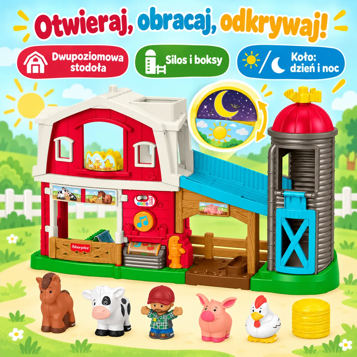 Farma JGX10: dwupoziomowa stodoła, silos, boksy i koło dzień-noc