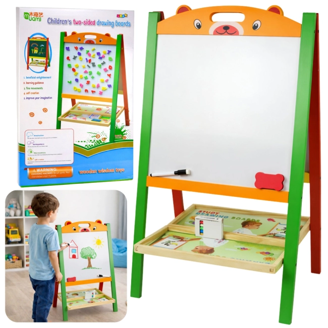 Dwustronna Tablica Edukacyjna Magnetyczna Kredowa 2w1 Pisak Litery Liczby