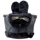 Plecak Dziecięcy Pluszowy Uszy Regulowany Pasek Czarny 22cm 4L