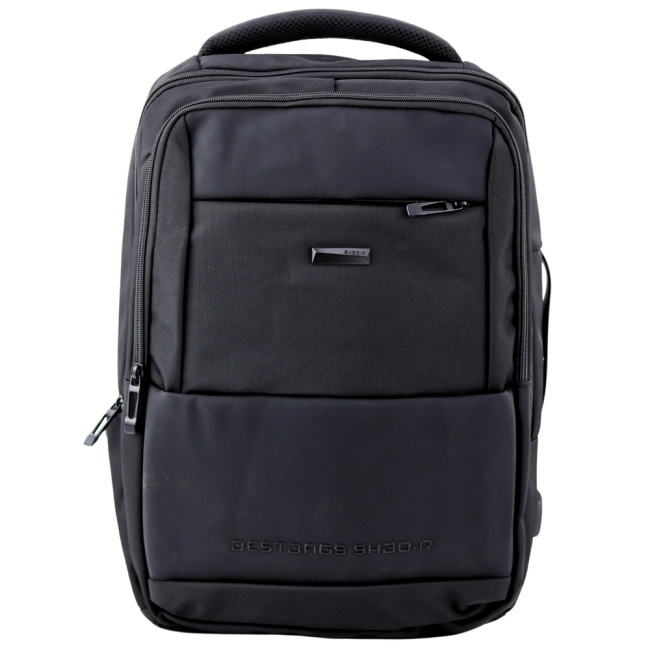 Plecak Miejski Biznesowy USB Pas Piersiowy Czarny 26L 45cm