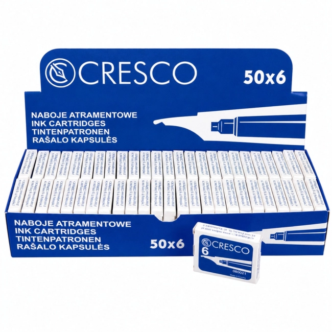 Naboje do pióra atramentowe niebieskie 6 sztuk Cresco SADPEX