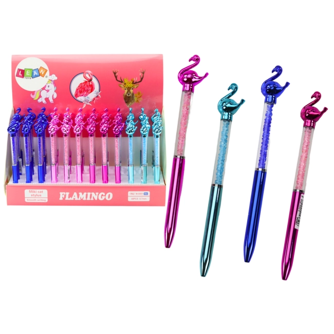 Długopis Z Flamingiem Diamenciki Niebieski Wkład 0.7mm Mix