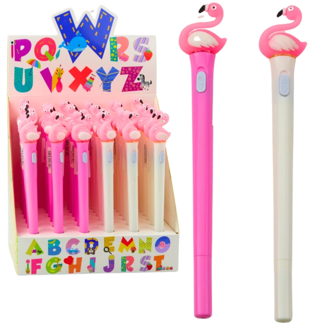 Długopis Świecący Różowy Flaming Niebieski Tusz 0.7mm Mix