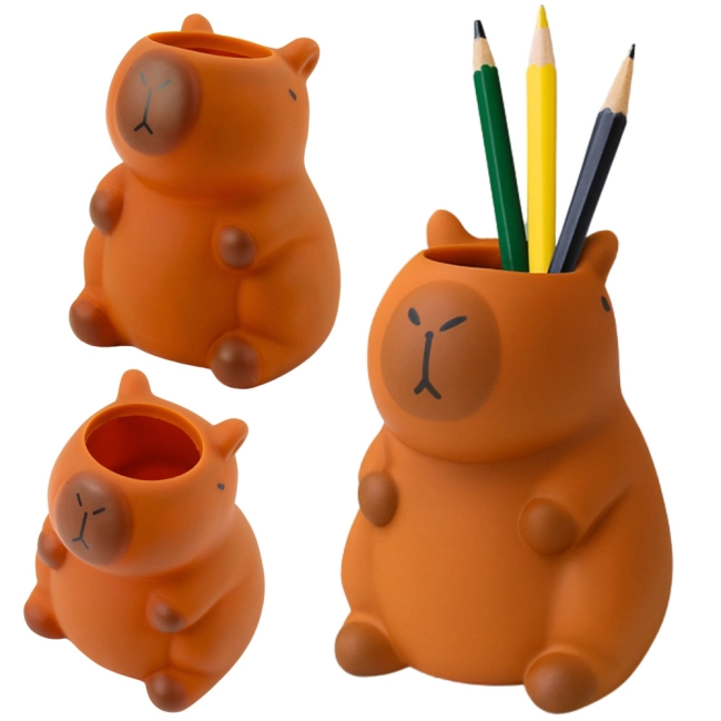 Pojemnik Na Długopisy Kapibara Figurka Organizer Brązowa 10 x7 cm