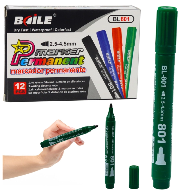 Marker Permanentny Wodoodporny Zielony 2,5-4,5 mm