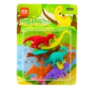 Zestaw Gumek Do Ścierania Zmazywania Szkolne Dinozaury 6szt