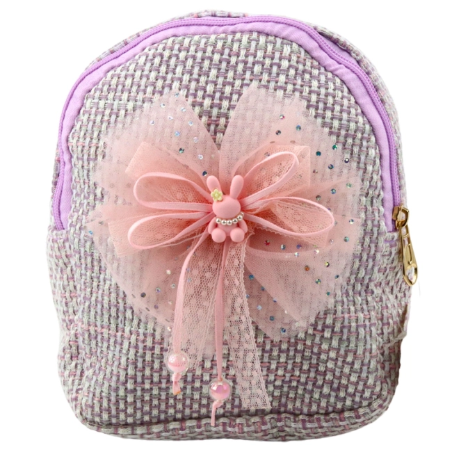 Plecak Dziecięcy Pleciony Kokarda Króliczek Fioletowy 21cm 2L