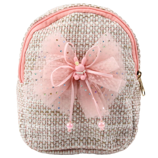 Plecak Dziecięcy Pleciony Kokarda Króliczek Różowy 21cm 2L
