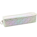 Piórnik Szkolny Organizer Tłoczony Wzór Biały Perłowy 21x6cm