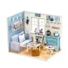 Domek dla lalek drewniany pokój dzienny model do złożenia LED DIY 3016 15,02cm