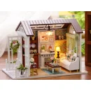 Domek dla lalek drewniany salon model do złożenia LED 8008-A 20,6cm