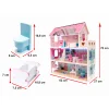 Domek dla lalek drewniany MDF mebelki 70cm różowy LED
