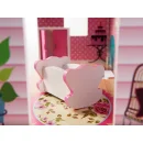 Domek dla lalek drewniany MDF mebelki 70cm różowy LED