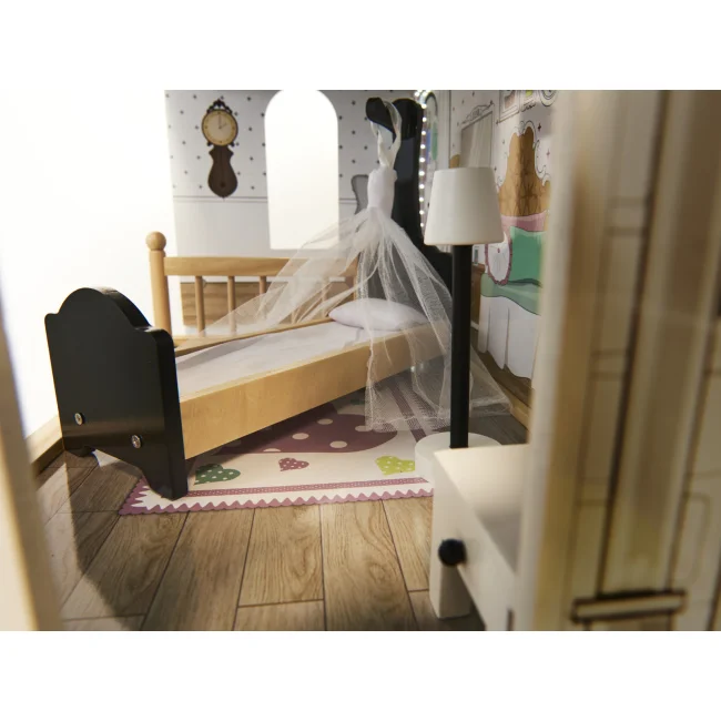 Domek dla lalek drewniany MDF mebelki 122cm XXL LED