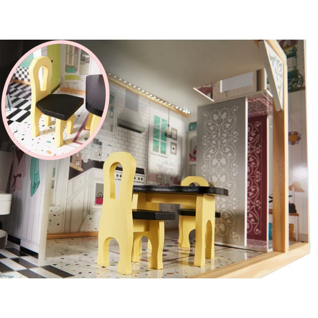 Domek dla lalek drewniany MDF mebelki 122cm XXL LED