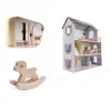 Domek dla lalek drewniany mebelki 70cm szary