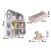 Domek dla lalek drewniany mebelki 70cm szary