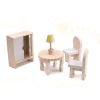 Domek dla lalek drewniany mebelki 70cm szary
