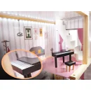 Domek dla lalek drewniany MDF mebelki 78cm czarny LED