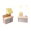 Domek dla lalek drewniany mebelki 70cm szary