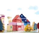 Klocki drewniane edukacyjne miasto puzzle 100el.