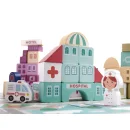 Klocki drewniane edukacyjne miasto puzzle 100el.