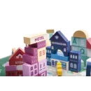 Klocki drewniane edukacyjne miasto puzzle 100el.