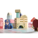 Klocki drewniane edukacyjne miasto puzzle 100el.