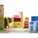 Klocki drewniane edukacyjne miasto puzzle 120el.