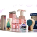 Klocki drewniane edukacyjne miasto puzzle 135el.