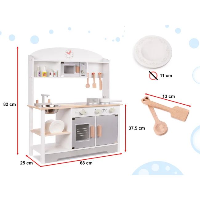 Kuchnia dla dzieci drewniana  MDF MODERN CLASSIC akcesoria 82cm