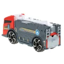 TIR laweta ciężarówka samochód transporter naczepa 2w1 parking resoraki straż pożarna 2 auta czerwone