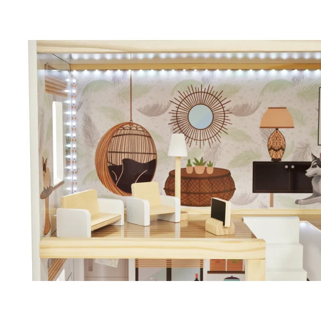 Domek dla lalek drewniany LULILO FLORO boho LED 78cm