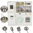 Kuchnia dla dzieci drewniana  z lodówką listą zakupów światło LED + akcesoria garnki sztućce duża 80cm