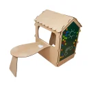 Domek ogrodowy drewniany stolik tablica kredowa 86 x 137 x 105 cm