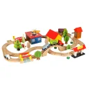 Kolejka drewniana pociąg lokomotywa miasto 69 elementów