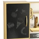 Kuchnia dla dzieci drewniana z lodówką tablicą kredową złota LULILO