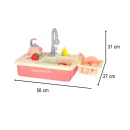 Zlewozmywak zlew do mycia naczyń dla dzieci z akcesoriami leci woda czajnik płyta indukcyjna XXL różowy