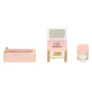 Mebelki do domku dla lalek salon sypialnia łazienka kuchnia drewniane różowe