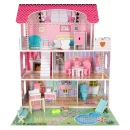 Domek dla lalek drewniany Lulilo Gardeno z ogródkiem mebelki 70cm różowy LED