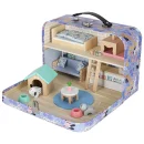 Domek w walizce hotel spa dla zwierząt drewniane mebelki figurki