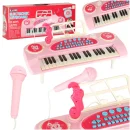 Keyboard dla dzieci pianinko interaktywne organki 37 klawiszy mikrofon statyw różowy