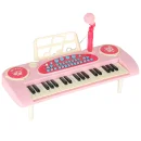 Keyboard dla dzieci pianinko interaktywne organki 37 klawiszy mikrofon statyw różowy