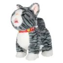 Kotek interaktywny na smyczy miauczy chodzi rusza ogonem szary