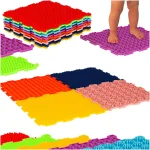 Mata sensoryczna puzzle montessori do masażu stóp 8 elementów kolorowe