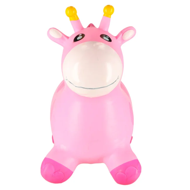 Skoczek dla dzieci do skakania z pompką gumowy różowa żyrafa