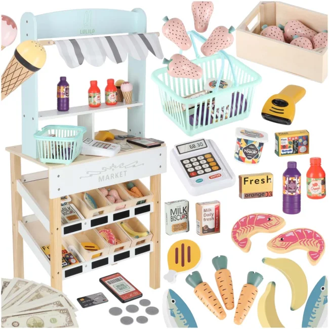 Market drewniany LULILO Melo stragan supermarket z kasą