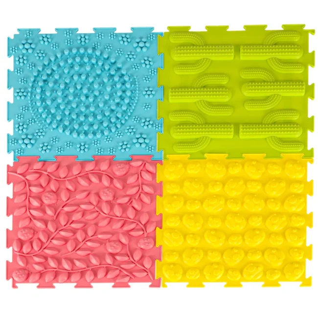 Mata sensoryczna puzzle montessori do masażu stóp 8 elementów pastelowe